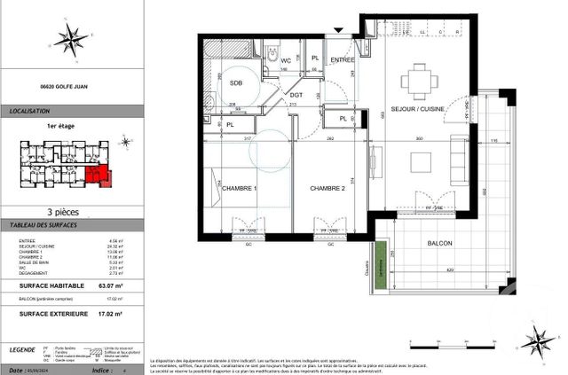 Appartement à vendre - 3 pièces - 63.07 m2 - LE GOLFE JUAN - 06 - PROVENCE-ALPES-COTE-D-AZUR - Century 21 Hanna Logis