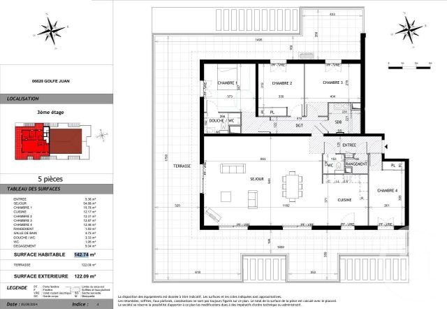 Appartement F5 à vendre - 5 pièces - 142.74 m2 - LE GOLFE JUAN - 06 - PROVENCE-ALPES-COTE-D-AZUR - Century 21 Hanna Logis