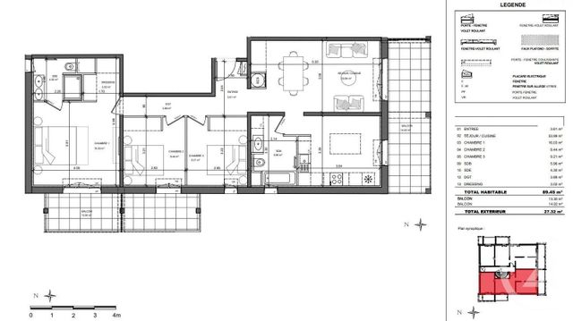 Appartement F4 à vendre - 4 pièces - 89.45 m2 - LE GOLFE JUAN - 06 - PROVENCE-ALPES-COTE-D-AZUR - Century 21 Hanna Logis