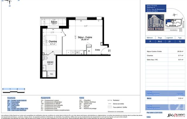 Appartement F1 à vendre - 2 pièces - 40.81 m2 - JUAN LES PINS - 06 - PROVENCE-ALPES-COTE-D-AZUR - Century 21 Hanna Logis