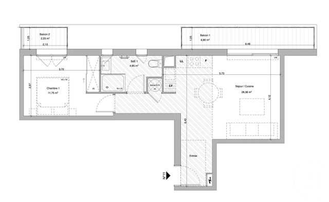 Appartement F2 à vendre - 2 pièces - 44.98 m2 - ANTIBES - 06 - PROVENCE-ALPES-COTE-D-AZUR - Century 21 Hanna Logis