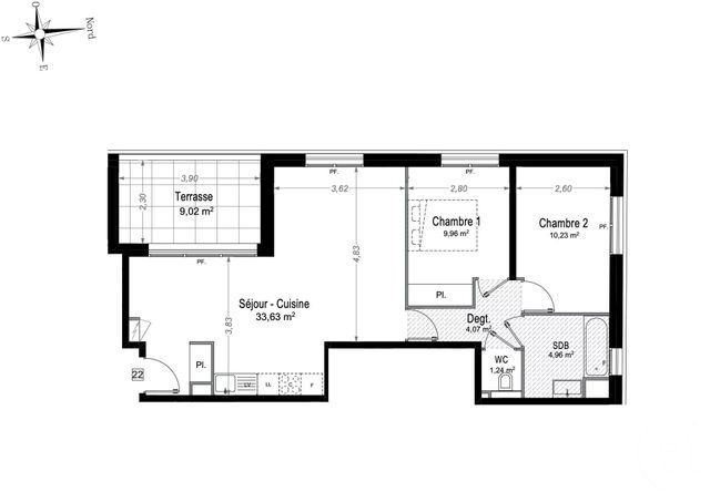 Appartement F3 à vendre - 3 pièces - 64.09 m2 - JUAN LES PINS - 06 - PROVENCE-ALPES-COTE-D-AZUR - Century 21 Hanna Logis