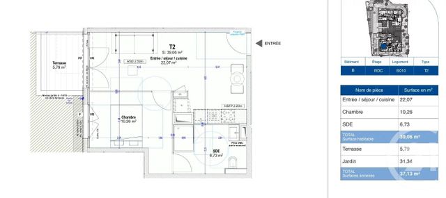 Appartement F2 à vendre - 2 pièces - 39.06 m2 - ANTIBES - 06 - PROVENCE-ALPES-COTE-D-AZUR - Century 21 Hanna Logis