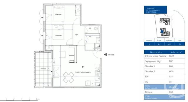 Appartement F3 à vendre - 3 pièces - 58.55 m2 - ANTIBES - 06 - PROVENCE-ALPES-COTE-D-AZUR - Century 21 Hanna Logis